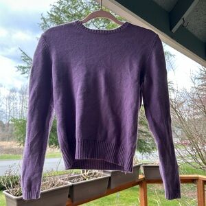 Dusty Purple Eddie Bauer Cotton Angora Sweater With Mother Of Pearl Buttons